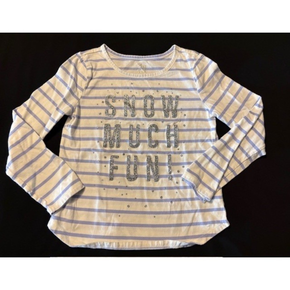 The Children's Place long sleeved striped graphic tee, girls size 7/8